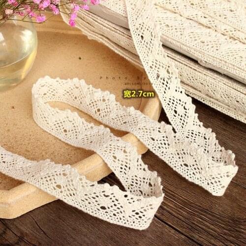 3Meters 2.7cm Width 100% Cotton Lace Trims Crocheted Cotton Lace Ribbon For DIY Sewing Craft