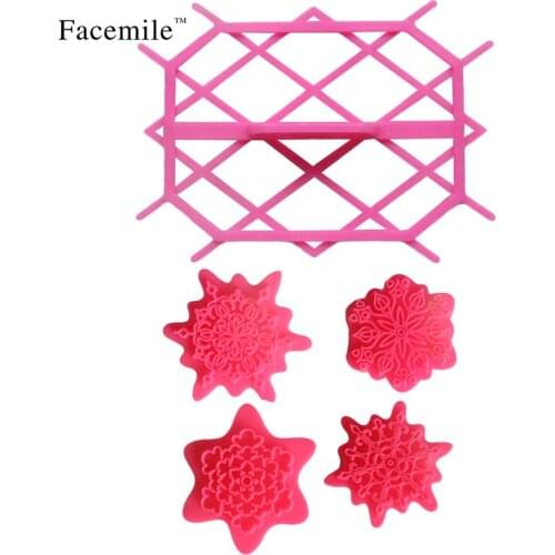 5PCS Fondant Cutter Embosser Cookie Mold Sugarcraft Kitchen Accessories Cake Cupcake Embossing Christmas Decorating Tool