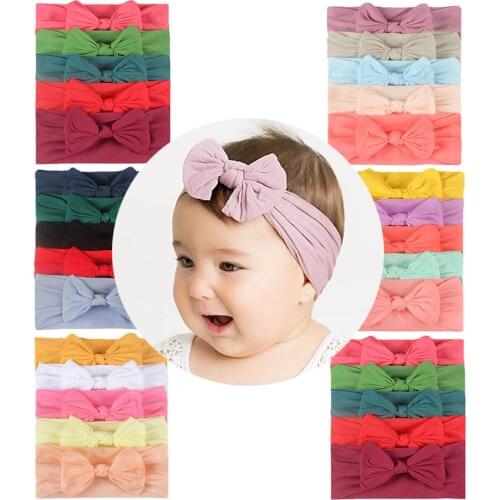 5Pcs Baby Headband Fashion Baby Hair Accessories Big Bow Elastic Nylon Infant Head Band Baby Accessories