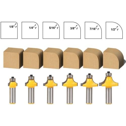 6PC Major Stage Corner Knife Carpentry Milling Cutter Slotting Knife Trimming Machine R Chamfer Knife Carving Mechanical Sword