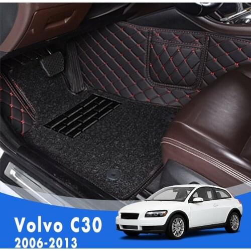 Car Floor Mats For Volvo C30 2013 2012 2011 2010 2009 2008 2007 2006 Double Layer Wire Loop Carpets Car Styling Custom Foot Pads