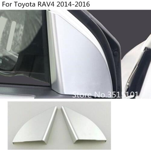 Car styling cover ABS matte inner front head A column lamp frame triangle moulding trim 2pcs For Toyota RAV4 2014 2015 2016