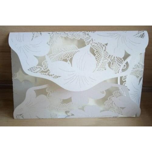 Free Drop Shipping 1X White Laser Cut Floral Butterfly Wedding invitation card, laser cut invite pocket no envelope,no insert