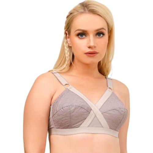 Melansheng Double Fabric Unlined Cross Heart No Wire Plus Size Minimizer Bra Big Cup D Full Coverage No Foam No Pad Wireless Bra