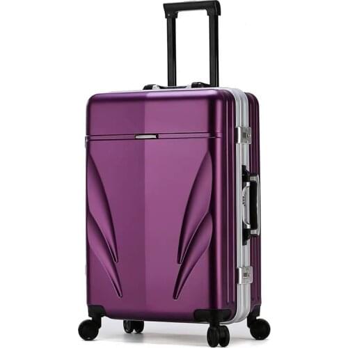 Super fashion trolley luggage aluminum frame men women high quality travel suitcase password box boarding stylish case