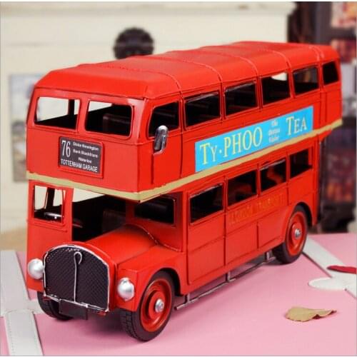 D creative Home Furnishing European Vintage bus model of the American study the living room decoration decoration tin desktop