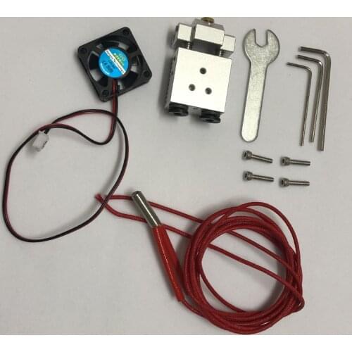 3D Printer Dual Nozzle Hotend for E3D Cyclops+ 2 In 1 Out Mixed Color Extruder with Tool and Fan Thermocouple