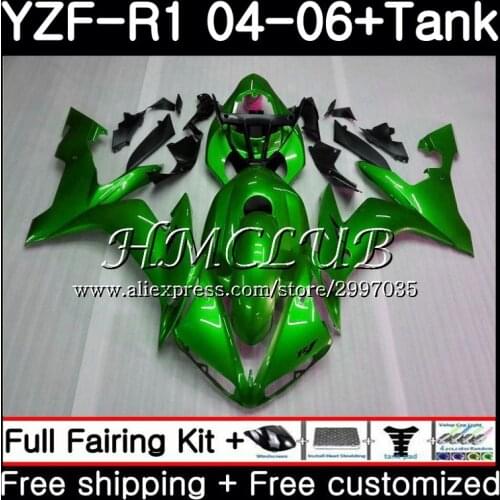 Body Glossy green For YAMAHA YZF R 1 YZF-1000 YZF 1000 YZF R1 2004 2005 2006 15HC.2 YZF1000 YZF-R1 04 06 YZFR1 04 05 06 Fairing