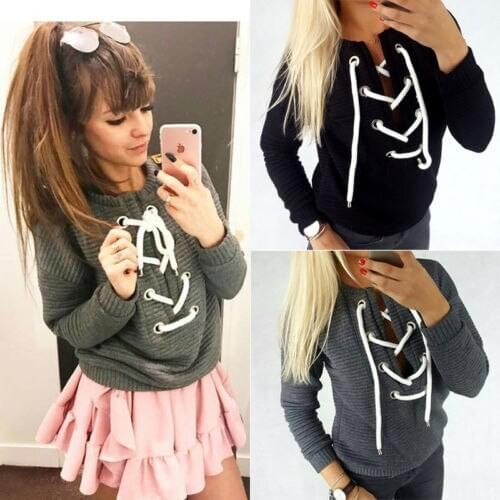 Hirigin 2017 new fashion womens high-end luxury chest strap drawstring waist Long Sleeve Pullover