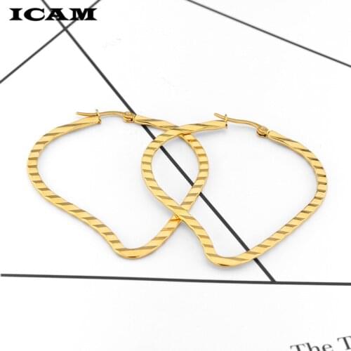 ICAM Big Circle Hoop Earrings Set For Women Simple Punk Style Brincos Heart Shape Earrings Party Jewelry Gift