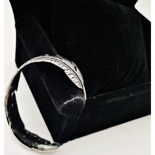 Indian Feather bangles stainless steel mens fashion bracelet bangles hip hop punk bangles Vintage silver Feather jewelry bangles