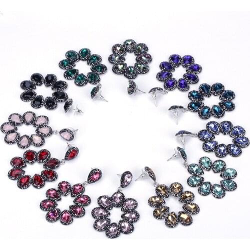 KEJIALAI 2018 New Design Rhinestone Crystal Drop Dangle 12 Colors Jewelry Earrings For Women Wholesale Friendship Gift