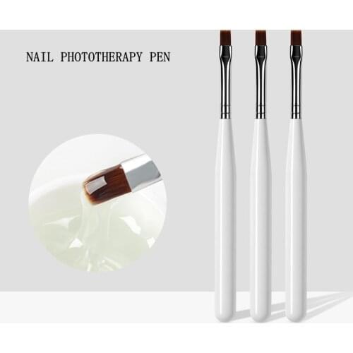 Nail Art Gel Pen Brush White Handle Pattern Painting Brush UV Gel Extend Builder Coating Nylon Hair Manicure Liquid Powder Pen