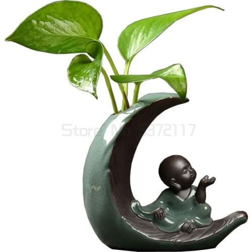 Creative Ceramics Little Monk Hydroponics Flower Pots Garden Planters Succulent Plants DIY Plantpot Tea Table Desktop Ornaments