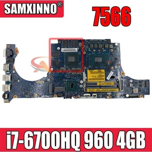 100% working for dell inspiron 7566 motherboard CN-077V33 077V33 BCV00 LA-D991P mainboard with i7-6700HQ 960 4GB inbuilt
