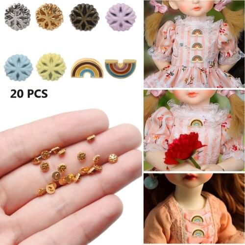 20Pcs Mini Metal Button DIY Doll Clothes Decoration Buckles for 1/6 Doll Clothing Sewing Lovely Doll Clothes Accessories