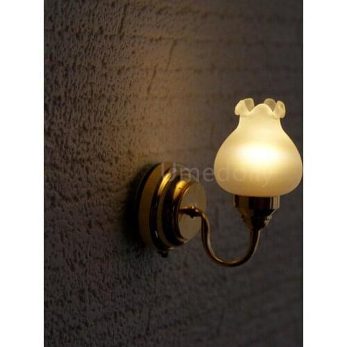 Retro 1:12 Miniature Dollhouse Wireless LED Lights Mini Wall Lamp for OB11 BJD Doll House Lighting Furniture Accessories Toy