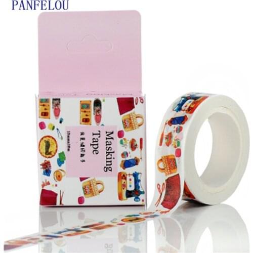 PANFELOU 1.5CMx10M The sewing cat cartoon Stickers border masking adhesive paper washi tape DIY Scrapbooking Hand account