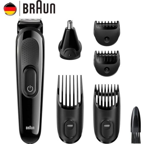 Braun Mens Beard Hair Trimmer MGK3020 6 in 1 Multi Grooming Kit Electric Shaver Hair Ear Nose Head Trimming 4 Combs 13 Length