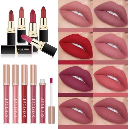 2PCS Women Sexy Lipstick Set Matte Velvet Waterproof Long-Lasting Easy To Wear Lip Gloss Moisturize Non-stick Cup Lipstick