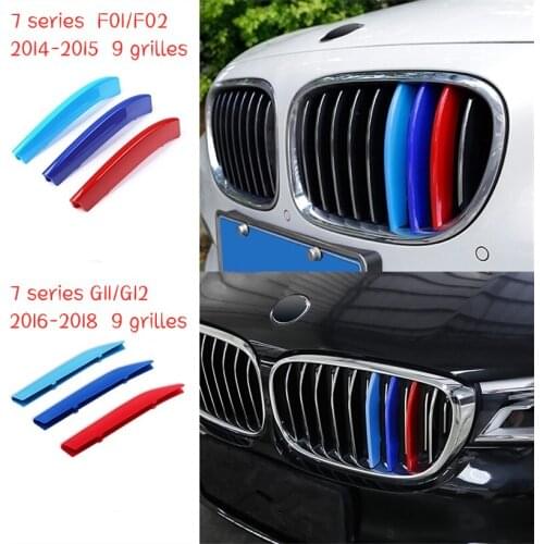 For BMW 7 Serie F01 F02 G11 G12 2014-2018 Car Grille Trim Sport Strips Covers Motorsport Power Performance 3pcs