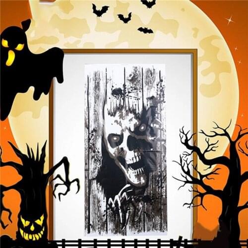 Window Stickers Halloween Ghost Palm Print PVC Stickers Wall Posters For Bedroom Living Room Red Black Wallpaper New