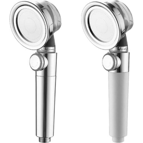 Bathroom Turbocharged Shower Head High Pressure Handheld Shower Household with On/Off Knob Universal 4-Point Port