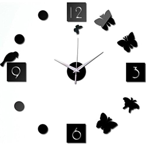 New 3d wall clocks stickers watch quartz plastic acrylic promotion needle living room home decoration