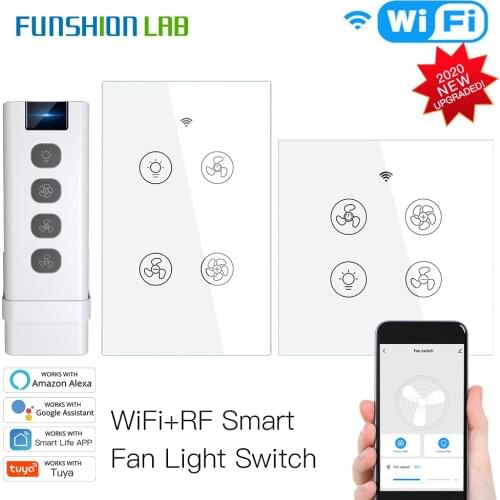 New WiFi RF Smart Ceiling Fan Light 2/3 Way Control Smart Life/Tuya APP RF Remote Speed Control Alexa Google Home Compatible