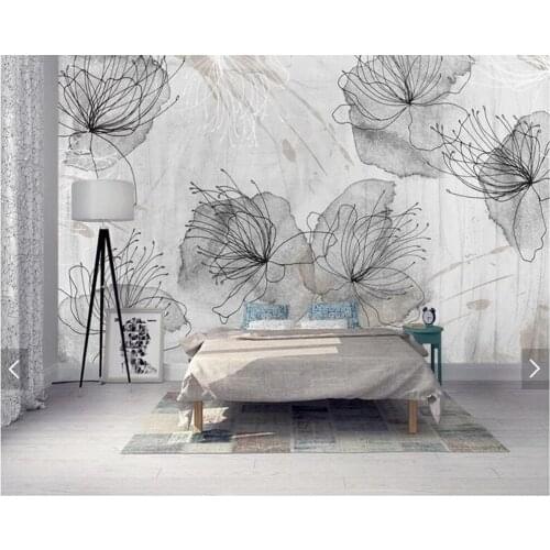 Custom retro papel de parede, simple paper floral fresco for living room bedroom cafe hotel wall home decor wallpaper