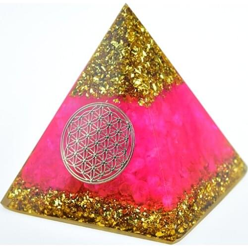 Orgonite Pyramid Ariel Anahata Chakra Natural Powder Crystal Improve Human Creativity Resin Pyramid Crafts Decoration