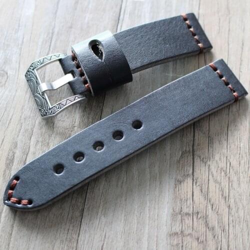 Handmade Italian Calfskin Strap 20 22 24 26MM Engraved Vintage Buckle Leather Mens Strap Suitable For PAM111 441
