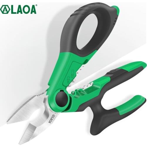 LAOA Wire Cutter High Quality 7" Electrician Scissors Crimpper Stainless Wire Stripper Crimping Tool Cable Cutting Scissors