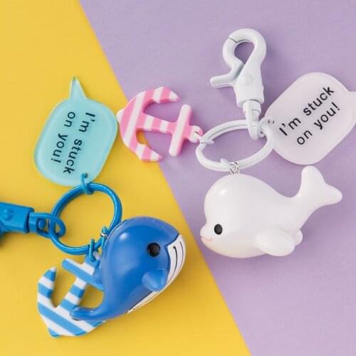 Cute Whale Key Chain Kawaii Dolphin Car Key Chains Purse Pendant Bag Charm for Key Rings Holders Lovers Couples Best Gift