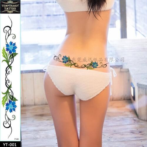Sexy Woman Fashion Flower Butterfly Waist Sticker Lower Abdomen Tattoo Sticker Sexy Scar Waterproof Sexy Tattoo Sticker