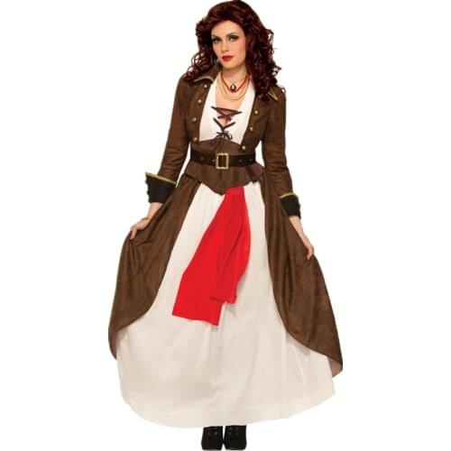 Sexy Adult Women Caribbean Pirate Costume Halloween Matador Pirate Captain Cosplay Party Dress
