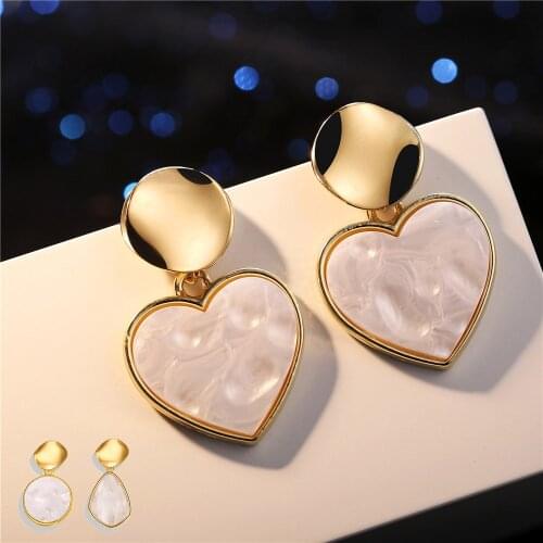 IF ME Gold Korean Fashion Heart Drop Dangle Earrings For Women 2019 NEW Trendy Handmade Geometric Round Sequin Piercing Jewelry