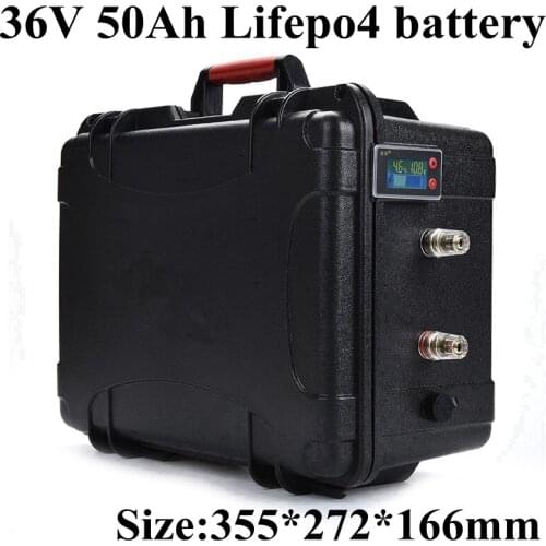 Waterproof 36V 50Ah Lifepo4 battery 36V Lithium iron phosphate battery Electric Bike scooter power motor with BMS + 10A Charger