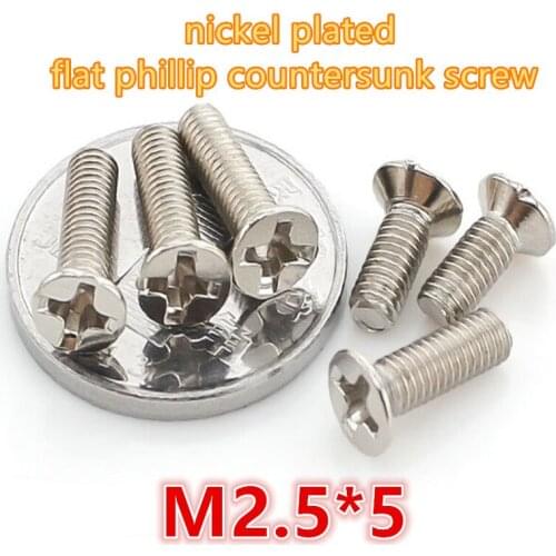 1000pcs m2.5*5 carbon steel with nickel plated phillip cross recessed head mini micro electronic screw machine screw