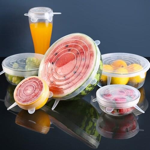 12PCS Reusable Silicone Food Cover Universal Cover Elastic Cover Microwave Cover Kitchen Packaging Fresh-keeping Silicone Cover