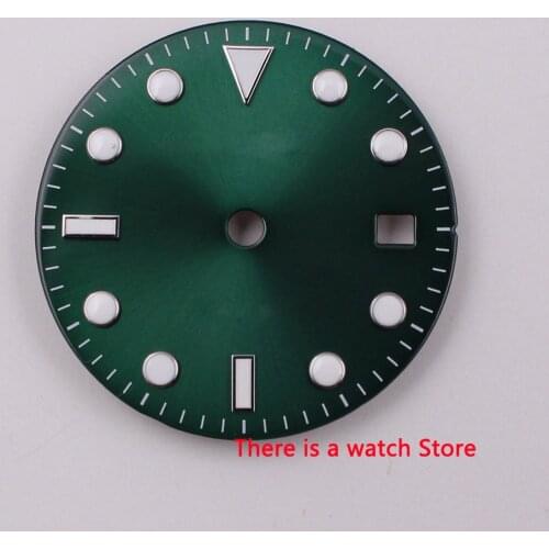 28.5mm no logo luminous date window green Watch Dial fit ETA 2824 2836 MIYOTA 8215 821A Mingzhu DG2813 Automatic Movement
