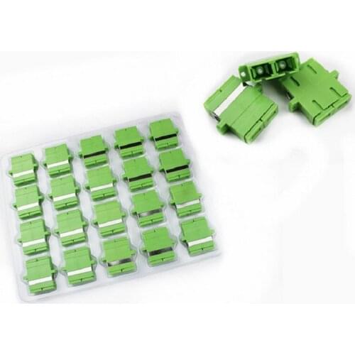 50PCS SC APC Duplex Singlemode Plastic Fiber Optic Adapter SC APC Fiber flange coupler