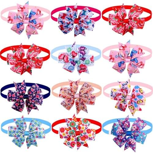 60/120X Spring Beautiful Butterfly Puppy Dog Cat Bow Ties Adjustable Pet Bowties Puppy Dog Bowknot Pet Accessories Pet Supplies