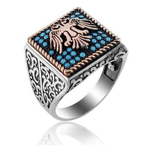 925 Silver Eagle Printed Silver Men Ring Kayi Ring for Man