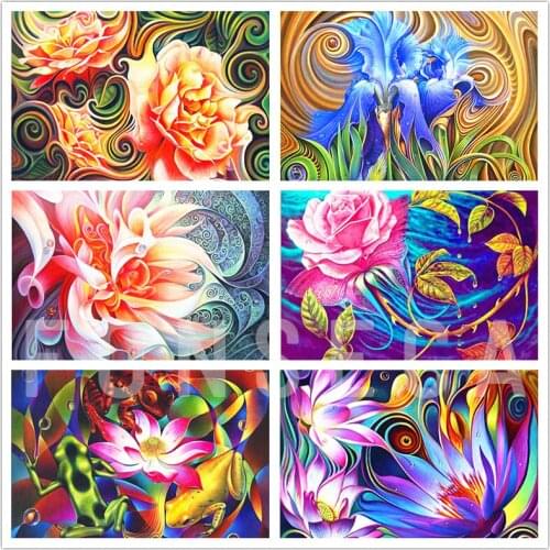Abstract Flowers Diamond Embroidery Lily Mosaic Full Square Handmade Diamond Painting Flower Cross Stitch Kits Decoration Art