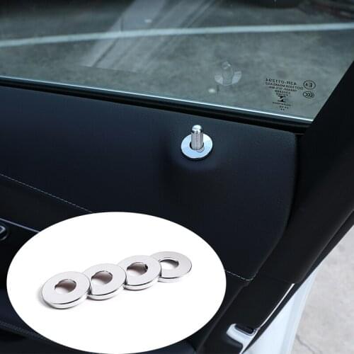 4PCS Red/Blue/Bright Silver Accessories Door Lock Ring Trim For Mercedes Benz C Class W205 GLC E W213 2015 2016 2017,Car Styling