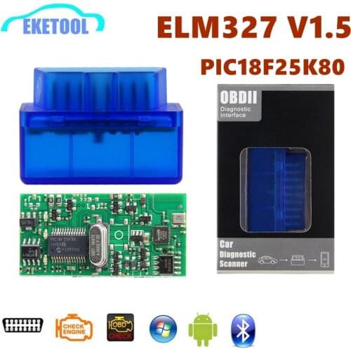 OBDII ELM327 V1.5 Bluetooth PIC18F25K80 Works Multi-Cars Diesel Supports J1850 Protocols ELM 327 V1.5 For Android Wireless