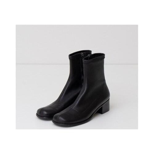 Botines Mujer Black Chelsea Boots Female Thick Bottom Platform Boots Leather Square Toe Combat Boots For Women Botas De Mujer