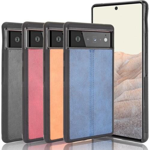 For Google Pixel 6 Pro Case Luxury Calfskin PU Leather lines Back Cover Shockproof Case For Google Pixel 6 Pixel6 Pro Phone Case