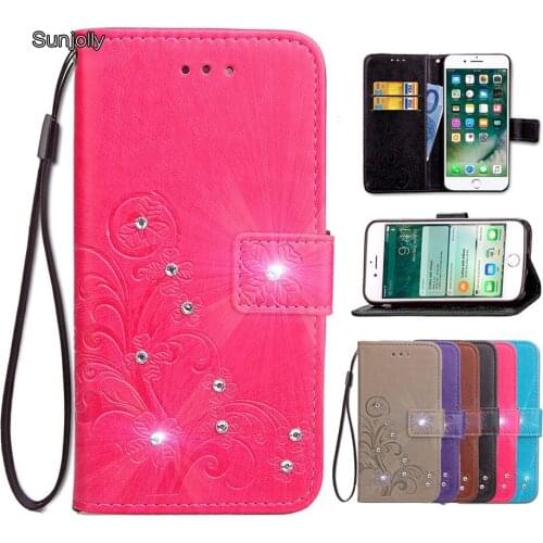 Sunjolly Case for Huawei Y9 2019 Lanyard Grass Rhinestone Flip Wallet Phone Cover coque for Huawei Y9 2019 Case Cover Shell capa